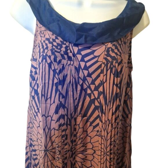 Moulinette Soeurs navy purple silk pleated shift size 2 - Picture 2 of 5